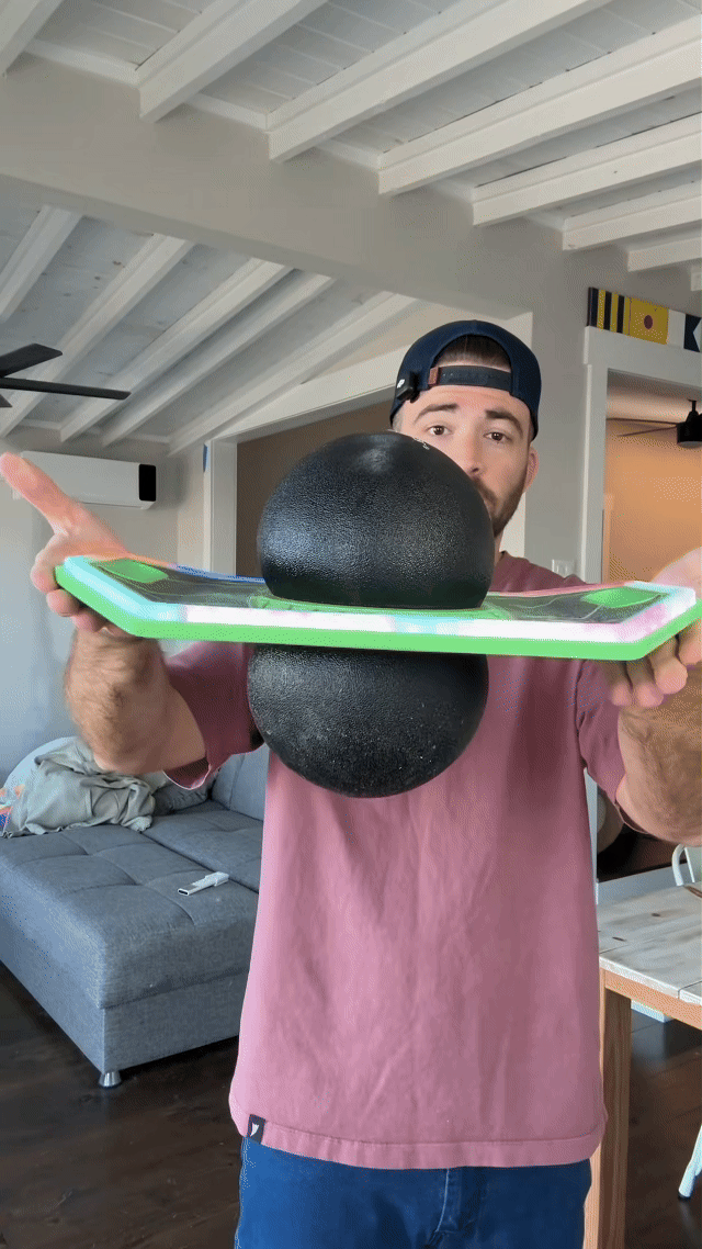 Demonstration of the bounce board and inflatable ball